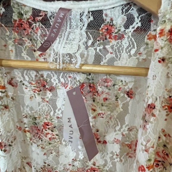 Mauve Anthropologie lace open flared sleeve cardigan Floral Size L - Picture 3 of 10